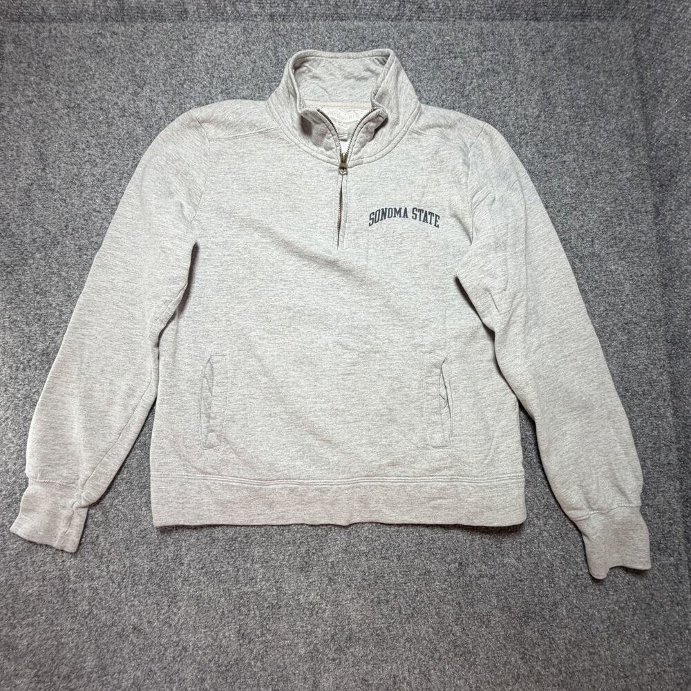 Vtg Redshirt Adult Unisex 1/4 Zip Gray SONOMA STATE Pullover Sweater (Size M)